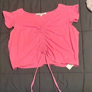 Celebrity Pink Women's Bright Pink Ruched Crop Top